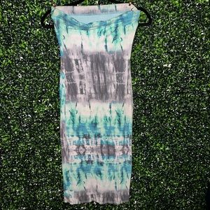 Strapless Teal Tye Dye BodyCon Dress